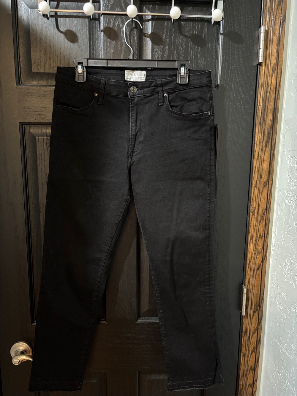 We The Free Black Cropped Slim Straight Jeans